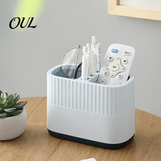 Organized Workspace Storage Tool Desktop Pen Holder, Compartments Thickened Plastic Organizer, Macaron Cute Desk Accessories for Girls Color Vertical