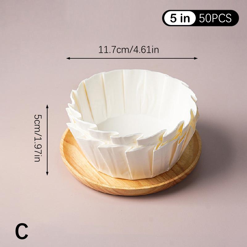 50 Stück gemischte Größe faltlose Cupcake-Förmchen 3,5-8 Zoll ölbeständige Backförmchen für Hochzeitsfeier Muffin-Kuchenform Papierverpackung