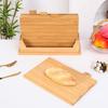 4pcs Bamboo Cutting Board Set with Stand Food Icons Juice Groove for Meat Fish Bread Vegetables Fruits Christmas Kitchen Tool