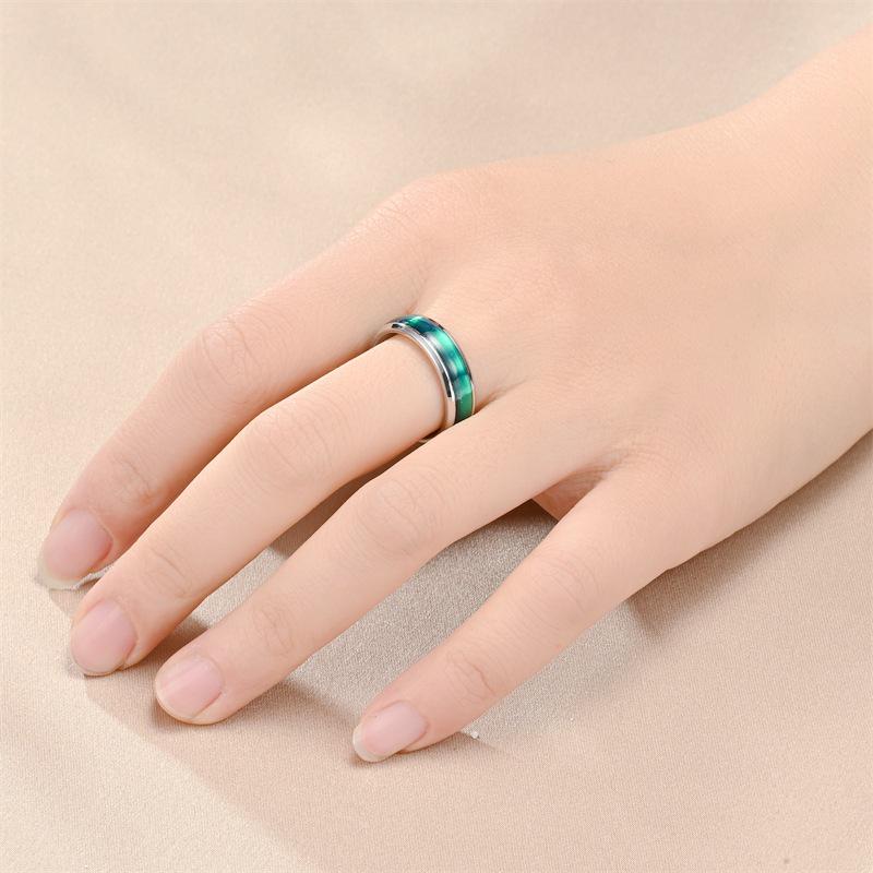 Contemporary Titanium Steel Drip Glaze Women's Ring - European & American Niche Cross-Border Jewelry