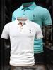 2 Pcs Men's Polo Shirts - Short Sleeve Casual Polo T Shirt Color Block & Stand Collar Slim Fit Golf Shirts