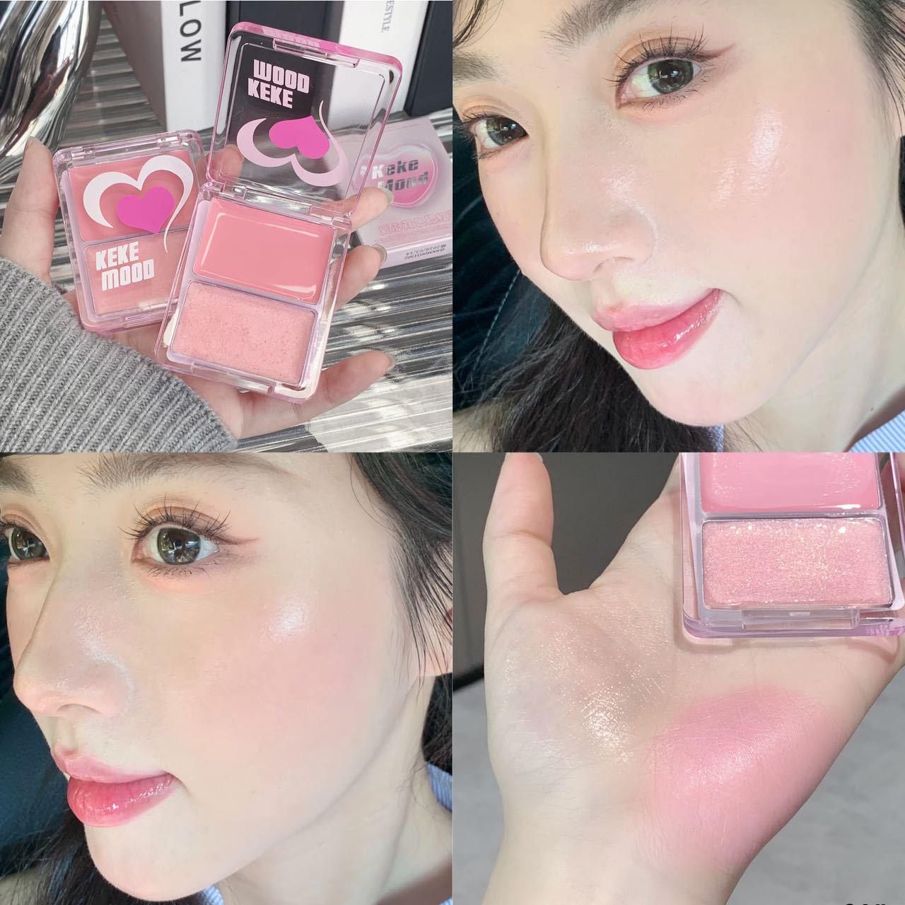 

Крем-рум яна Kekemood Love Heart двоколірні: Багатофункціональний хайлайтер для очей та щік