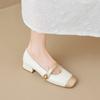 Square head single shoes women's summer word with thick heel color matching light mouth Mary Jane shoes