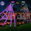 5m Giant Halloween Decorations Outdoor, 250 LED Lighted Spider Web 8 Lighting Modes Waterproof & Timer for Indoor Haunted House Yard Decor, Purple
