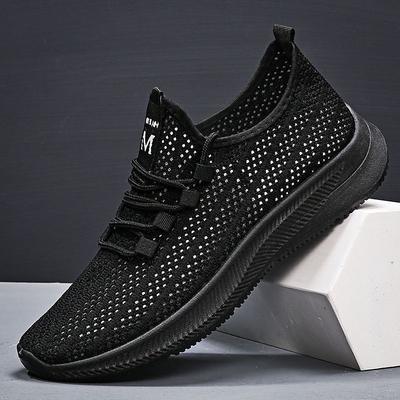 Men's Shoes Summer Breathable Thin Hollow Sports Running Mesh Shoes Men's Mesh Lightweight