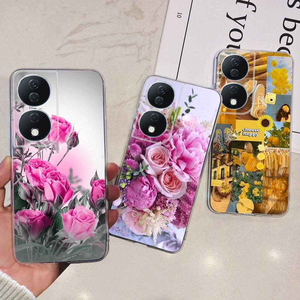 For Cover Honor X7b 5G Case For Honor X8B 4G Love Heart Women Fashion Luxury Pattern Housing Etui Huawei HonorX8b Soft Clear TPU
