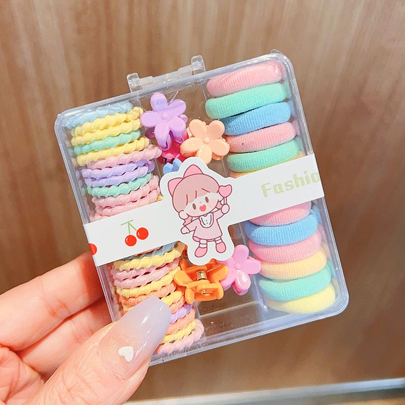 Bonbonfarbene Haaraccessoires Set: Hohe Elastizität, haarschonende Gummibänder, Zopfgummis, Haarspangen, Stirnbänder für Kinder