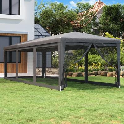 Vidaxl Party Tent With 8 Mesh Walls, Anthracite, 3X9 M, Hdpe