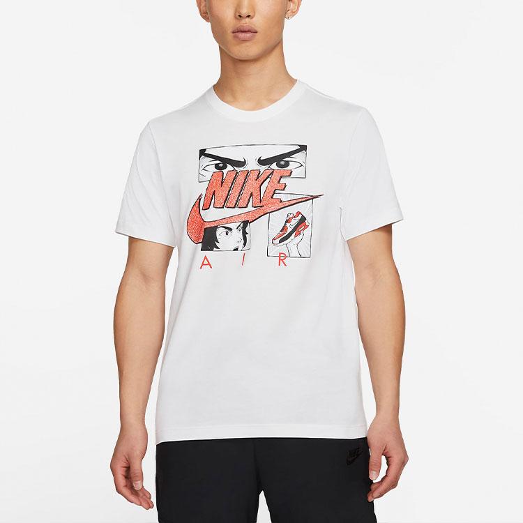 Nike Cartoon Alphabet Logo Print Sports Crew Neck T-Shirt Men Tops White DB6152-100