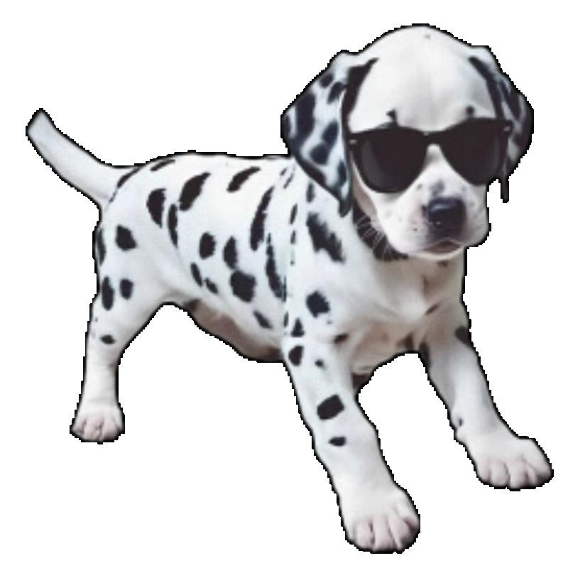 Szczeniak dalmatyński w okularach przeciwsłonecznych Czarny damski T-shirt z krótkim rękawem z nadrukiem