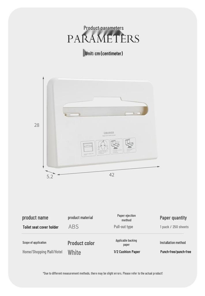 Wall-Mounted No-Drill Toilet Seat Cover Dispenser and Holder