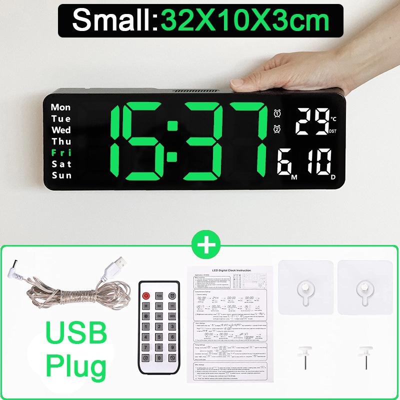 

Цифровые настенные часы с большим дисплеем, светодиодные цифровые часы с дистанционным управлением, автоматический регулятор яркости, большие часы с температурой