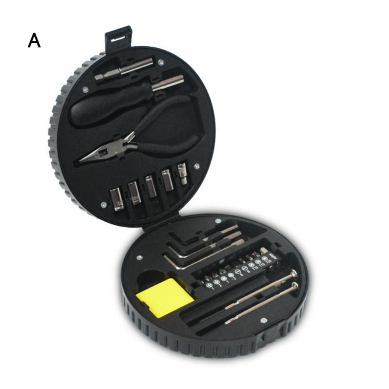 24 ΤΕΜ/ΣΕΤ Σετ εργαλείων αυτόματης επισκευής ελαστικών σε σχήμα ελαστικού Σετ εργαλείων οικιακής χρήσης για γενικό σετ εργαλείων χειρός ιδιοκτήτη σπιτιού με πένσα, σετ κατσαβιδιών και θήκη αποθήκευσης εργαλειοθήκης