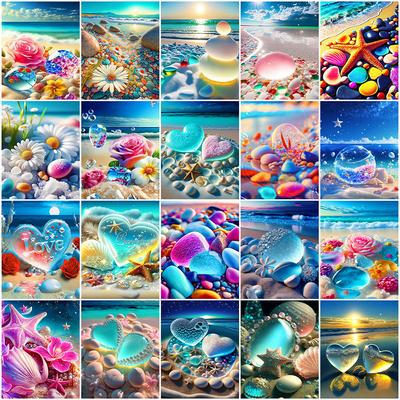Diamond Painting Color Love Stone Embroidery Seaside Scenery Mosaic Cross Stitch New Handmade Home Decoration