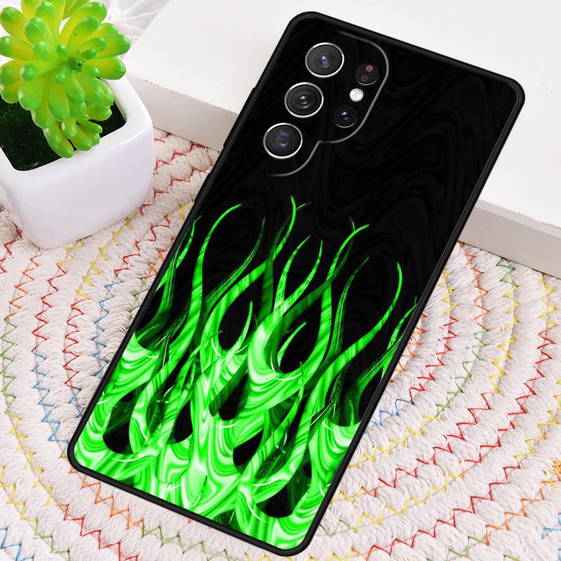 

green flame Silicone Phone Case For Samsung Galaxy note 10 pro S26 S25 S24 S23 S22 S21 Plus S25Ultra Capa Cover Galaxy S25
