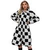 2025 New Faux Fur Coat Women's Mid To Long Black and White Checkered Women's Coat