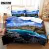 3PCS Blue Sky Mountains And Clear Waters Bedding Sets Home Bedclothes Super King Cover Pillowcase Comforter Textiles Bedding Set
