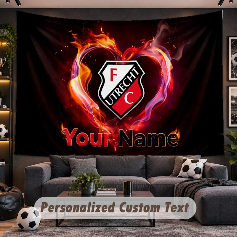 Wall Hanging Tapestry Custom NameFC Utrecht Pattern Personalized Printed Fabric Wall Decor