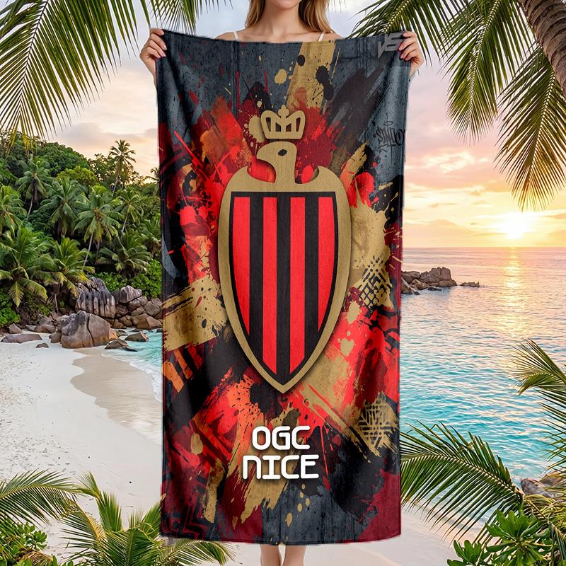OGC Nice FC Druck Schnelltrocknendes Strandtuch Mikrofaser Saugfähig Tragbares Reise-Handtuch zum Schwimmen