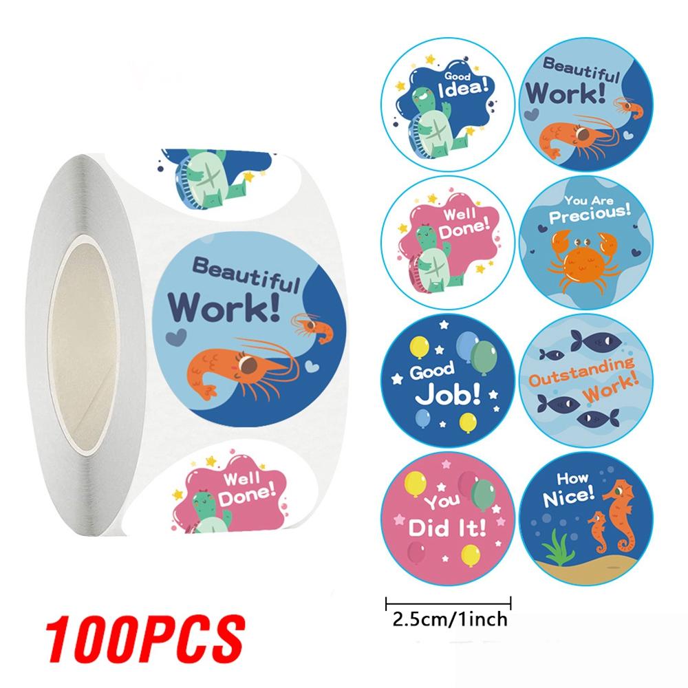 100-500pcs Children s Reward Stickers Cartoon Dinosaur Animal Stickers for Teachers To Encourage Students Reward Stickers 1 Inch