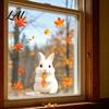 Indoor Outdoor Window Decorations 2Pcs Fall Cartoon Static Clings Cute Bunny & Mouse Stickers No‑Glue Easy Peel Stick Glass Stickers PVC