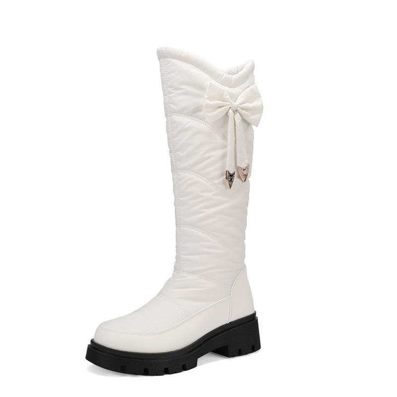 European and American Winter Boots Winter Down Cloth Thick Wool Snow Boots Warm High Boots Wedge Heel Large Size Rocking Boots