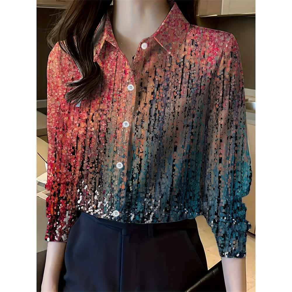 2025 New Women's Plus Size Shirt Fashionable Floral Pattern Suitable For Everyday Commuting Women's Shirt With Lapel Design
