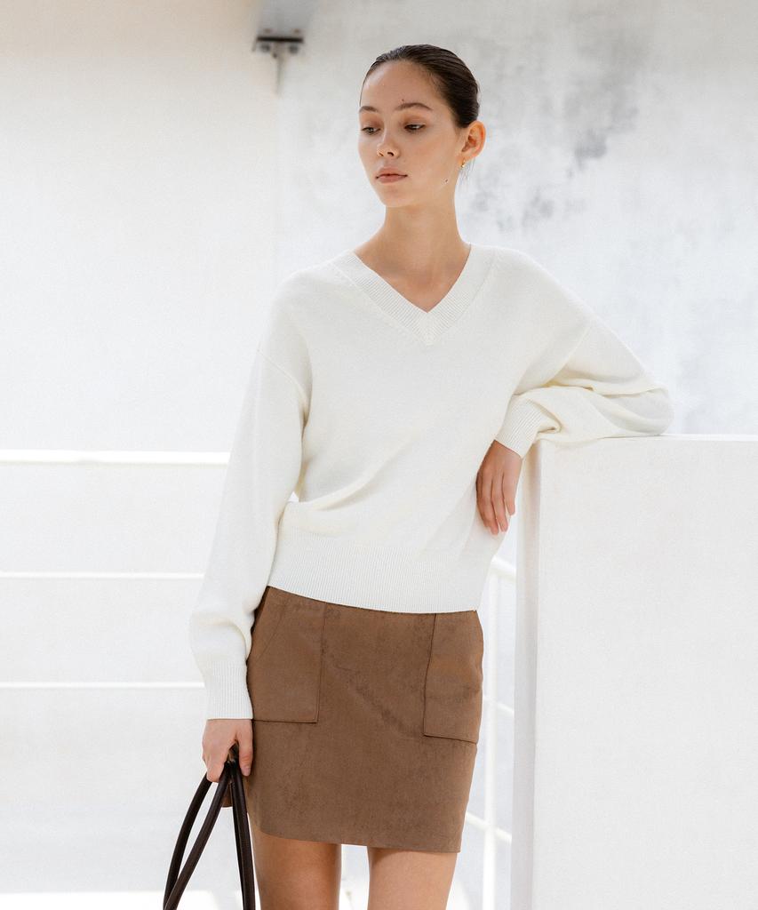 ANTOME Ciel V-Neck Knit (Ivory)