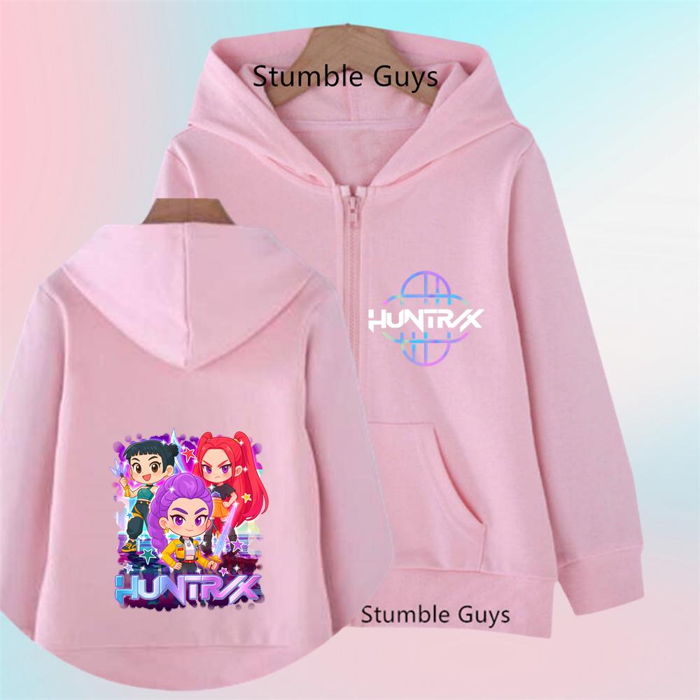 Funny Zip Up Sweatshirts Kpop Demon Hunters Hoodie Children Clothes Kid Girl Boy Sweatshirt Zipper Hoody Baby Casual Top