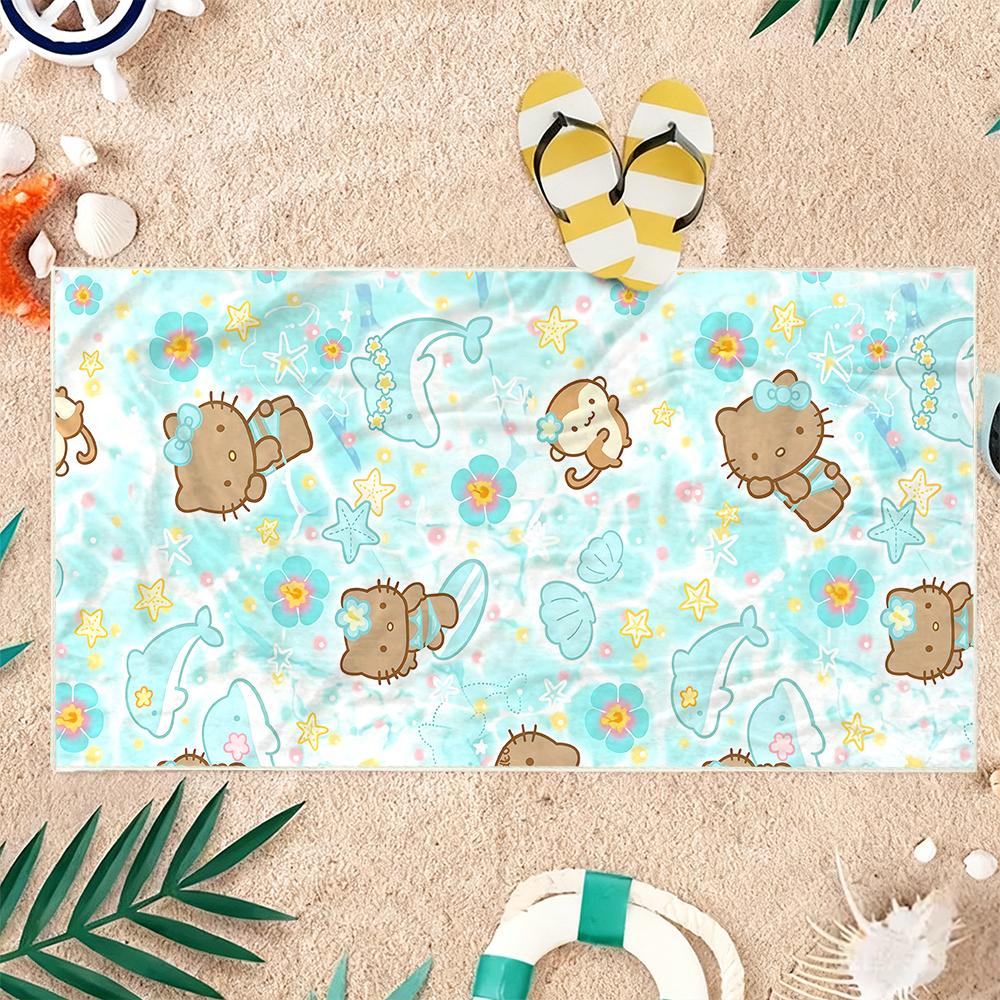 H-Hello-s K-Kitty-s Summer Beach Towel Ultra-fine Fiber Quick Drying Absorbent Beach Swimming Vacationvacation Essentials Gifts