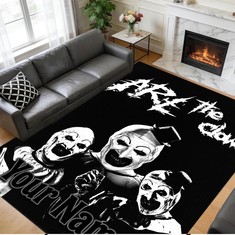 Crystal Velvet Rug Custom Name Text, Soft Non Slip Floor Mat Home DecorTerrifier Art the Clown