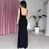 2025 Summer Women's Backless Crew Neck Sleeveless Solid Color Bodycon Dress