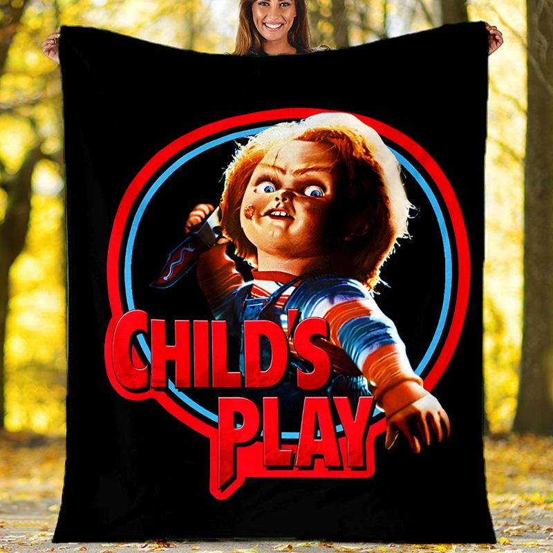 1pc Chucky3 Theme Blanket - Digital Print, Polyester, Cozy for All Seasons, Perfect for Outdoor, Camping, and Travel