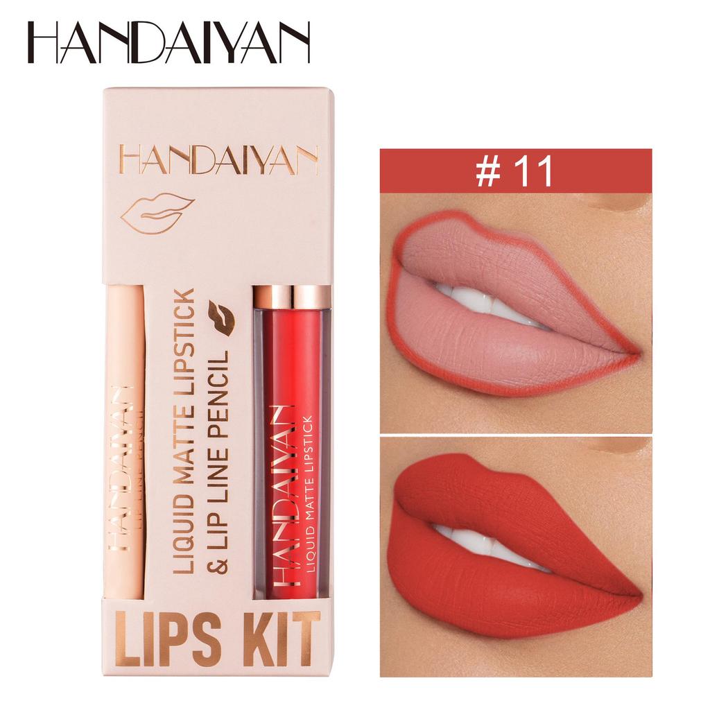 Matte Waterproof Lipstick, Gloss, and Lip Liner Set - Non-stick, Non-fading