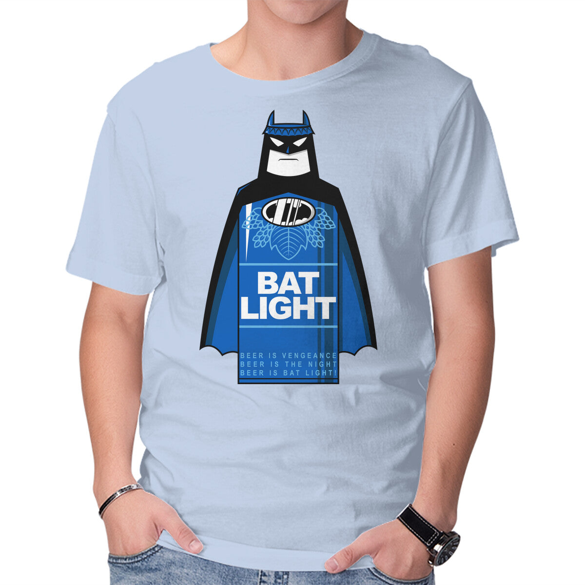 Unisex Crew Neck T-Shirt Bat Light Graphic Short Sleeve Casual Tee M