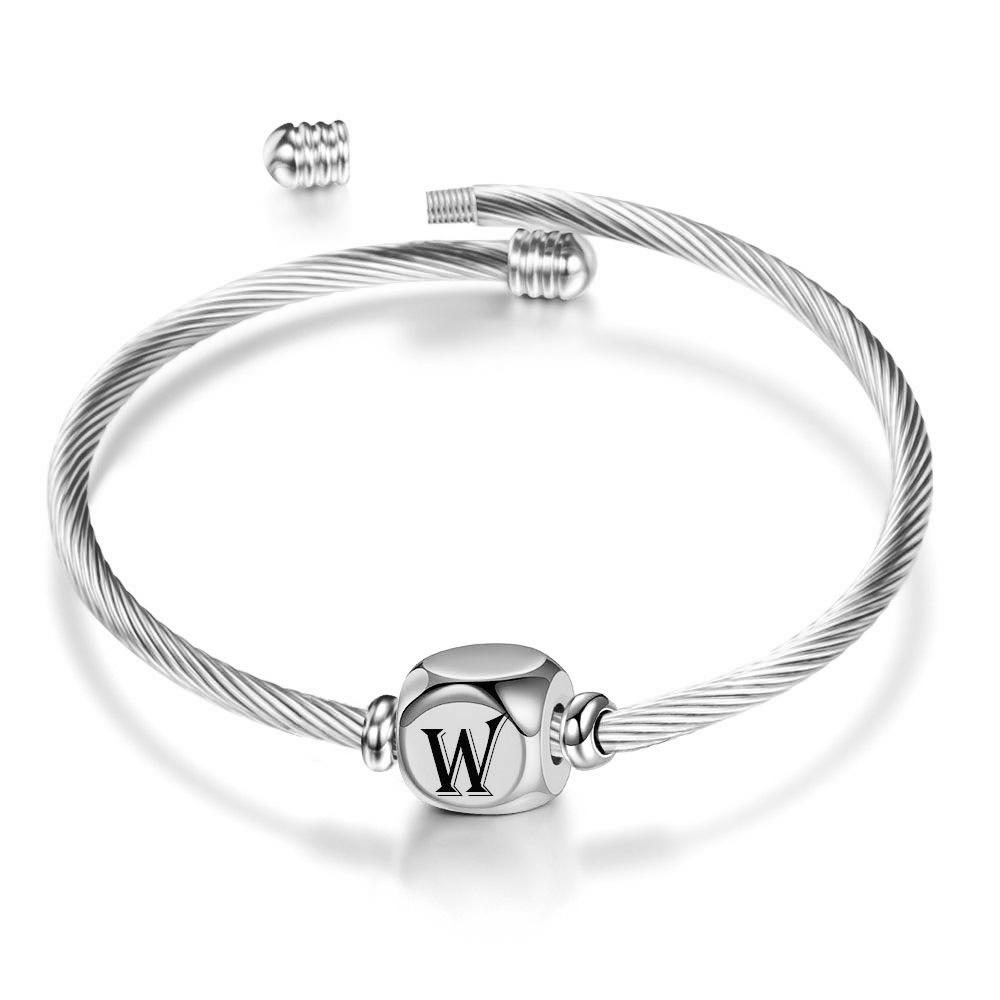 Simple Titanium Steel Open Sliding Bracelet 26 Letters All-Match Girlfriends Diy Bracelet for Women