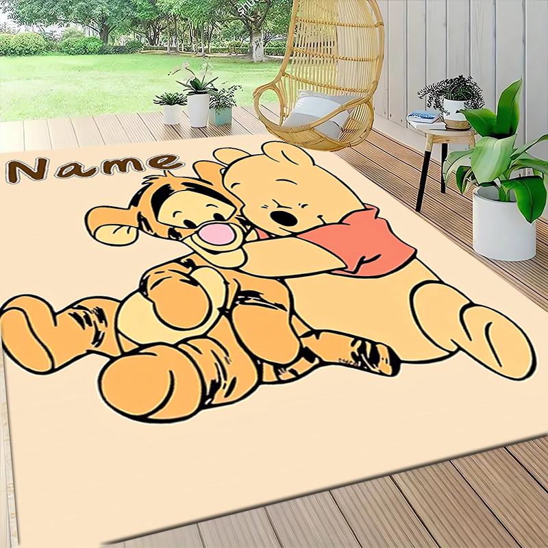 Custom Name "Pooh Tiger Adventure" Carpet Rug Customizable Soft Washable Anti-Slip Home Living Room Sofa Mats Personalized Rug. 0909398