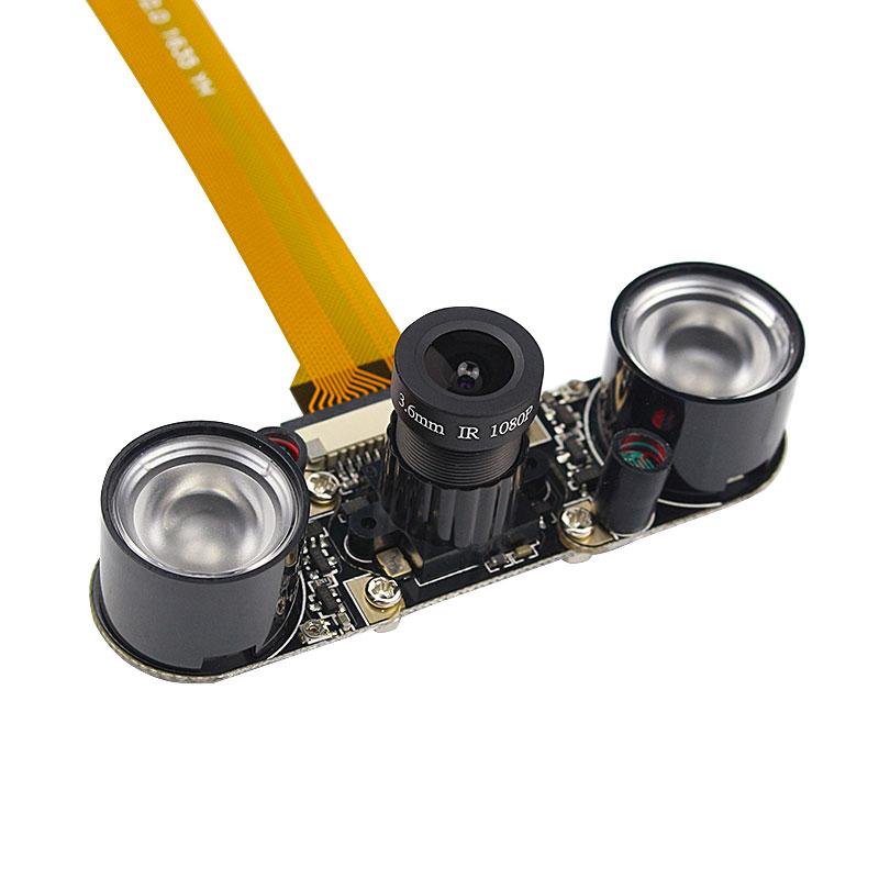 Raspberry Pi 5 Camera Focal Adjustable Module Night Vision with IR Sensor LED Light FFC for Raspberry Pi 5 Zero 2 W Zero W 1.3 Kit 1