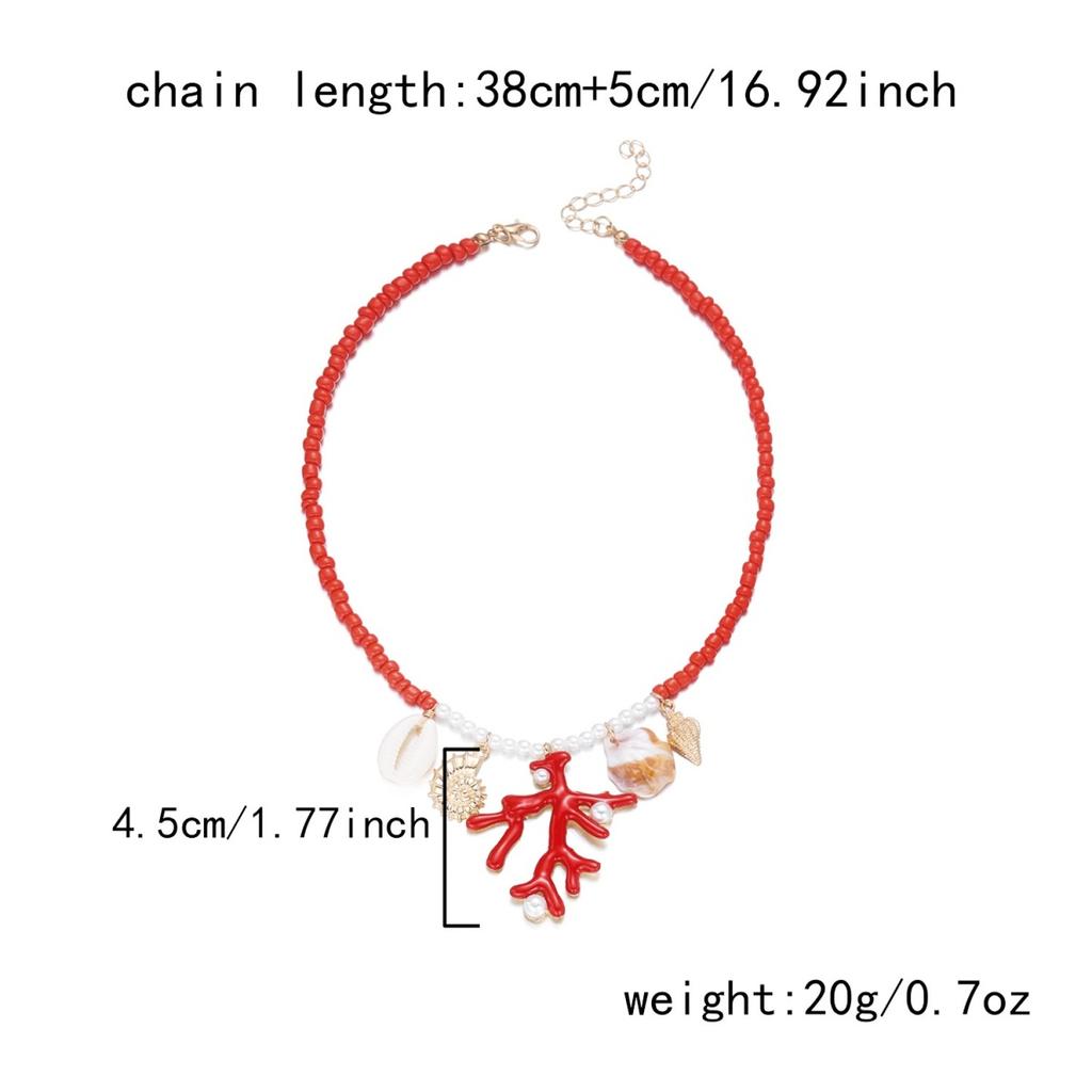 Summer Rice Beads Resin Coral Shell Pendant Necklace For Women Men Boho Summer Conch Choker Vacation Party Fashion Jewelry Gifts