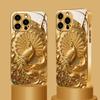 Luxurious peacock patterned electroplated glass phone case suitable for iPhone 17 16 15 14 13 12 11 Pro/Max/Plus shockproof