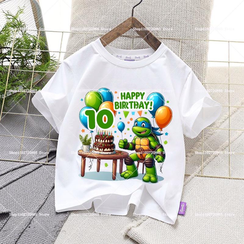 Teenage Mutant Ninja Turtles Cotton T-Shirt Boys Cartoon Anime Number 1-10 Tops Summer Toddler Kawaii Cool Tee Baby Clothes Gift