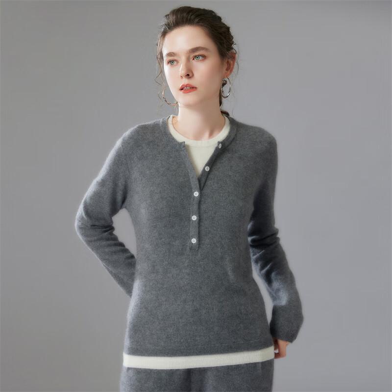 Fanzhen Women's Faux Two-Piece Cashmere Blend Sweater