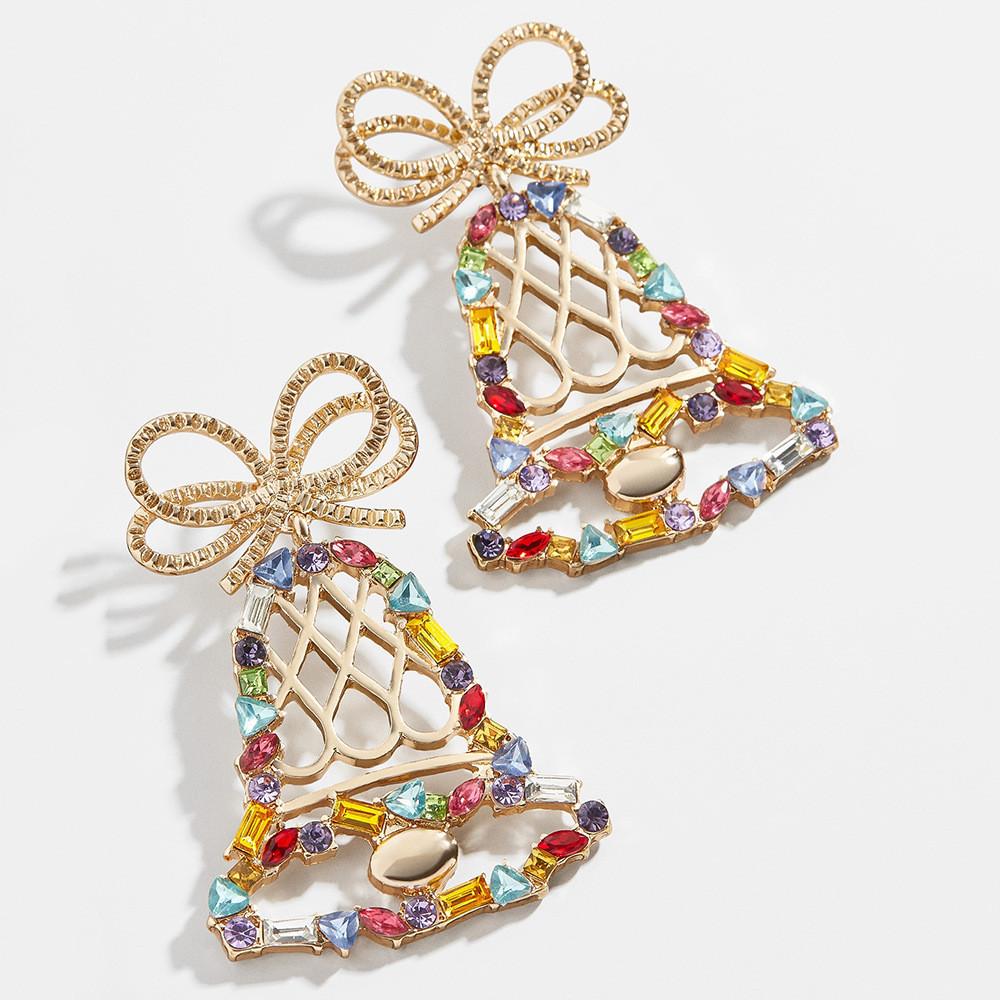 Crystal Trendy Geometric Bell Earrings Alloy Material For Fashionable Women