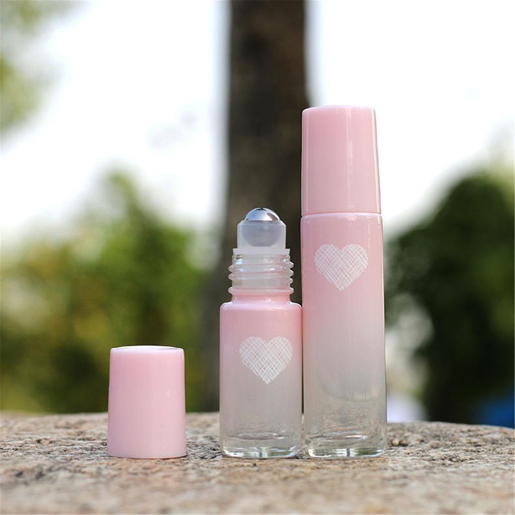 5ml 10ml Gradient Pink Glass Roll On Bottle Empty Perfume Bottle Essential Oil Roller Ball Bottle Liquid Container Makeup Tools