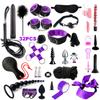 Fetish BDSM Kit Set Sex Toy Handcuffs for Woman Adult Supplies Handcuffs Whip Anal Plug Vibrator Bondage Rope Sexual Sexy Game