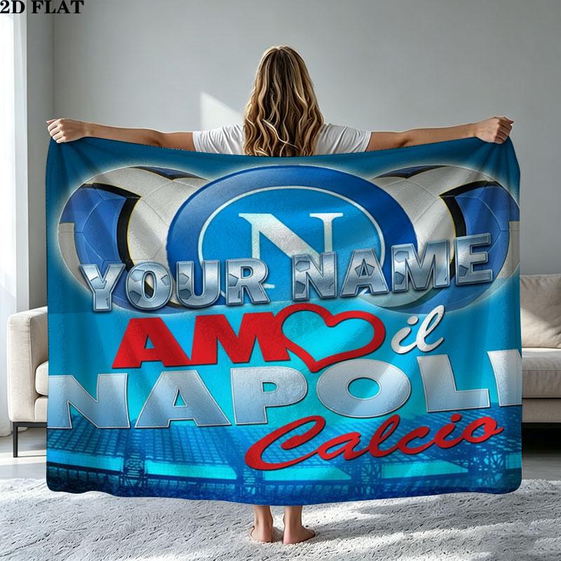 1 Stück SSC Neapel Individuelles Namensmuster Gemustert Flanelldecke Geeignet für Alle Jahreszeiten für Heimdekoration Wärme und Komfort Geschenke Feiertagsgeschenk