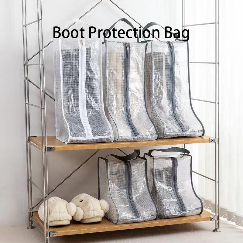 Stiefel-Aufbewahrungstasche, wasserdicht, staubdicht, transparent, Schuh-Schutztasche, mit Reißverschluss, tragbar, Stiefeltasche, Haushalts-Reise-Aufbewahrung