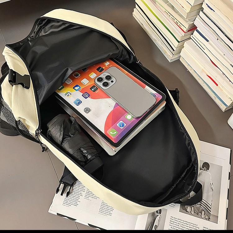 School bag high value letter backpack couple solid color casual simple light outdoor commuting large capacity