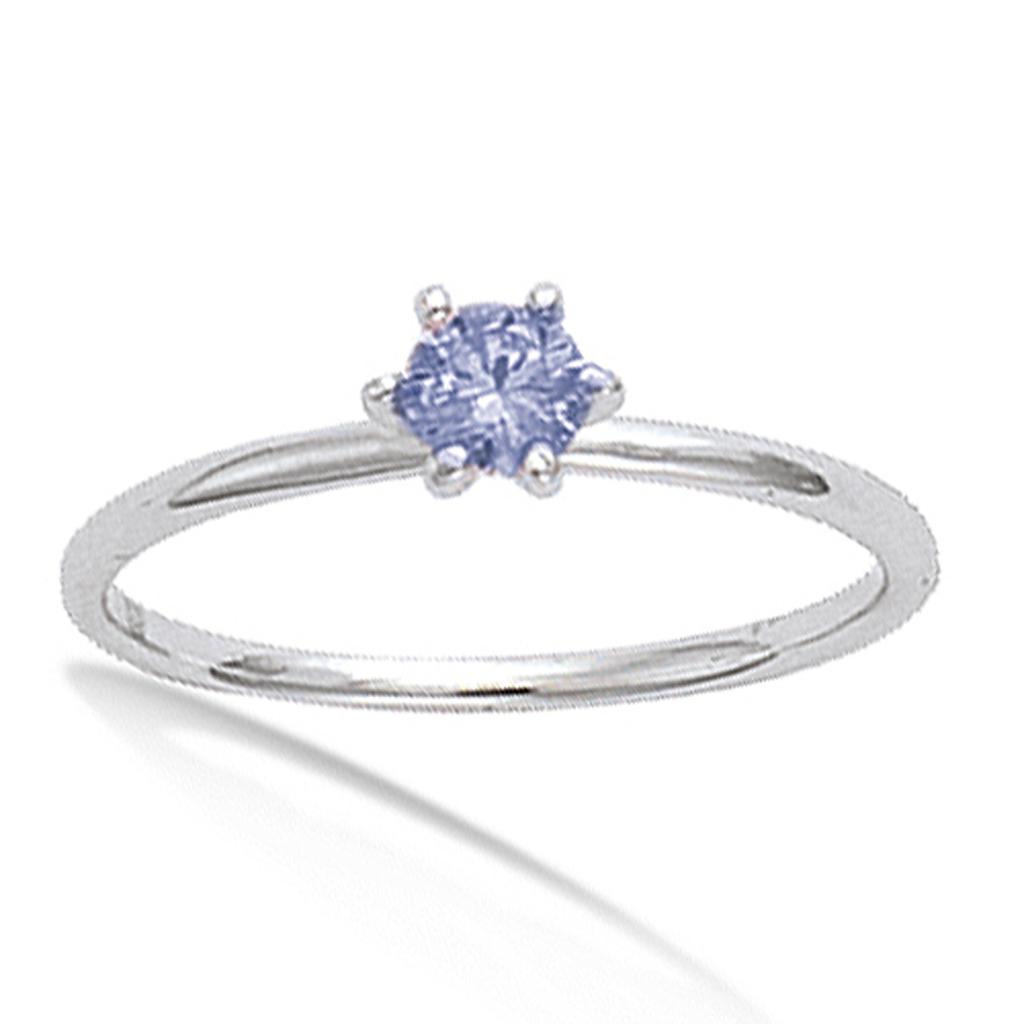 Stříbrný prsten 'Unique' modrý tanzanit (rhodium) - 4 mm