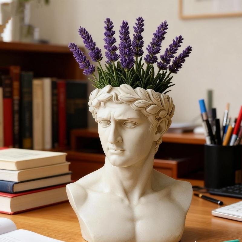 Hitzebeständige Silikonform für griechischen Kopf-Pflanzer Handgefertigte Blumentopf-Form Büro-Schreibtisch-Dekoration Form